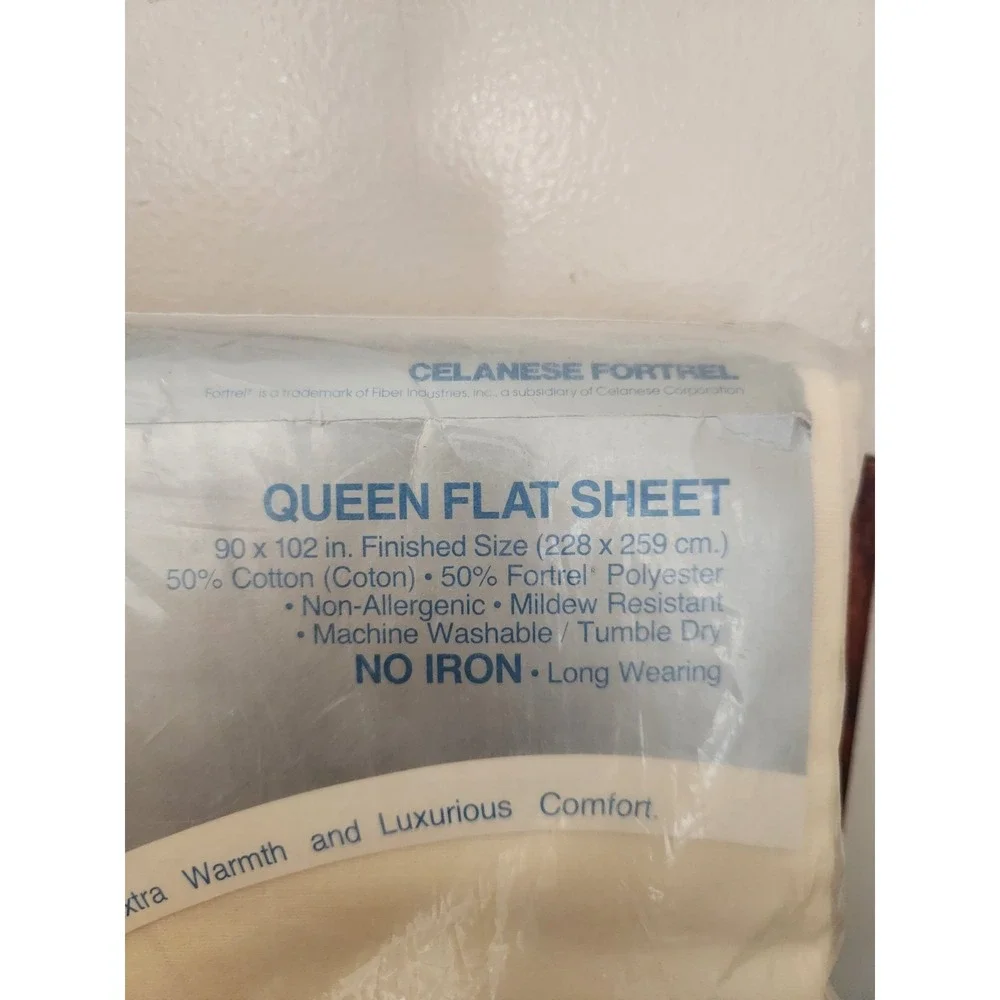 Vintage Bibb The Warm Sheet Flannelette Queen Flat Sheet Off‎ White NOS USA